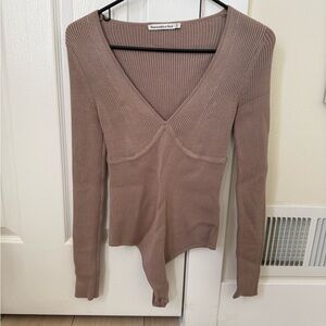 Mauve Ribbed Long Sleeve Bodysuit